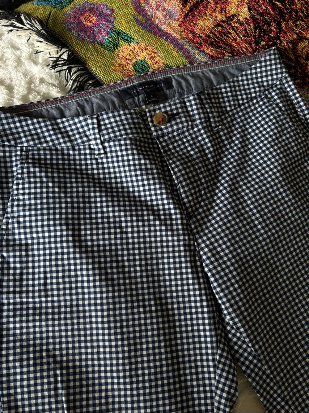 Tommy Hilfiger Navy & White Gingham Skinny Pants